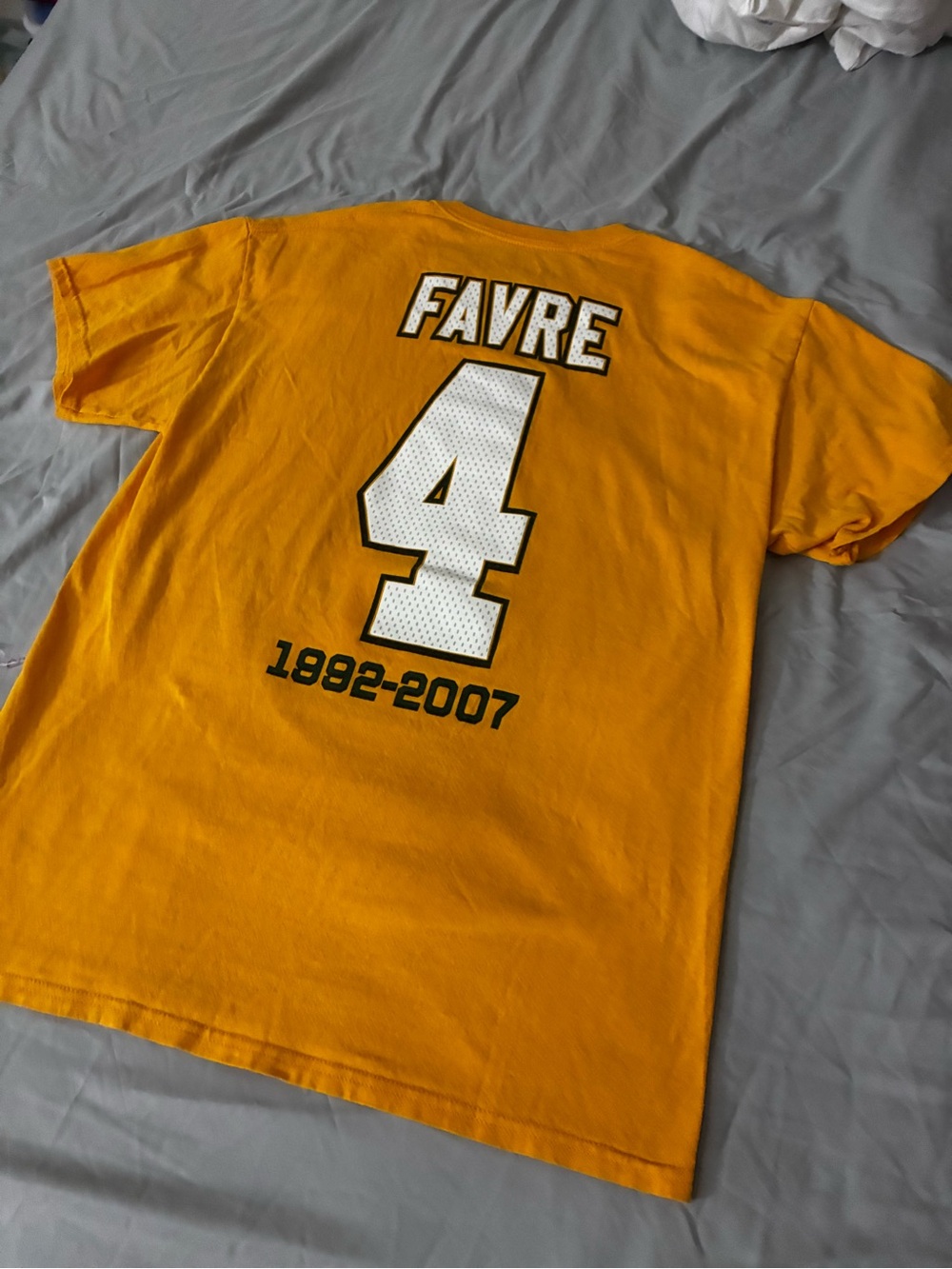 Majestic Yellow Brett Favre #4 Tee